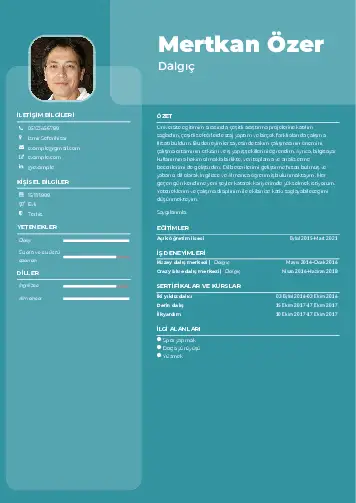 Dalgıç CV Örnekleri cv indir